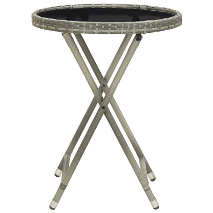 Tavolino da CaffÃ¨ Grigio 60 cm in Polyrattan e Vetro Temperato