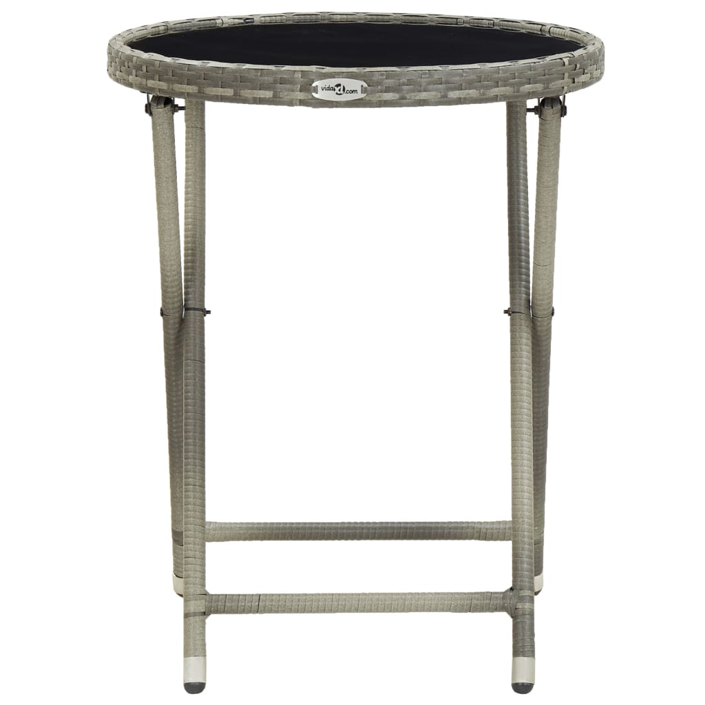 Tavolino da CaffÃ¨ Grigio 60 cm in Polyrattan e Vetro Temperato