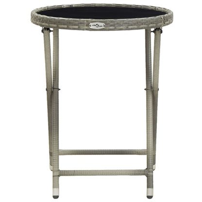 Tavolino da CaffÃ¨ Grigio 60 cm in Polyrattan e Vetro Temperato