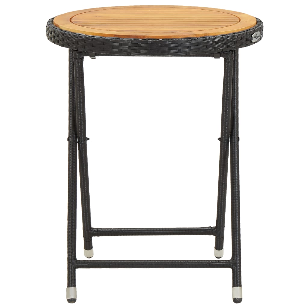 Tavolino da TÃ¨ Nero 60 cm in Polyrattan e Massello di Acacia