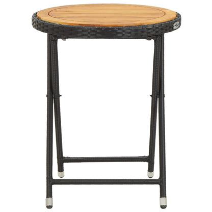 Tavolino da TÃ¨ Nero 60 cm in Polyrattan e Massello di Acacia