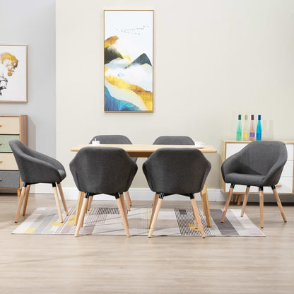 Sedie da Pranzo 6 pz Grigio Scuro in Tessuto