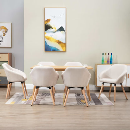 Sedie da Pranzo 6 pz Crema in Tessuto
