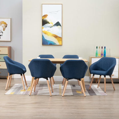 Sedie da Pranzo 6 pz Blu in Tessuto