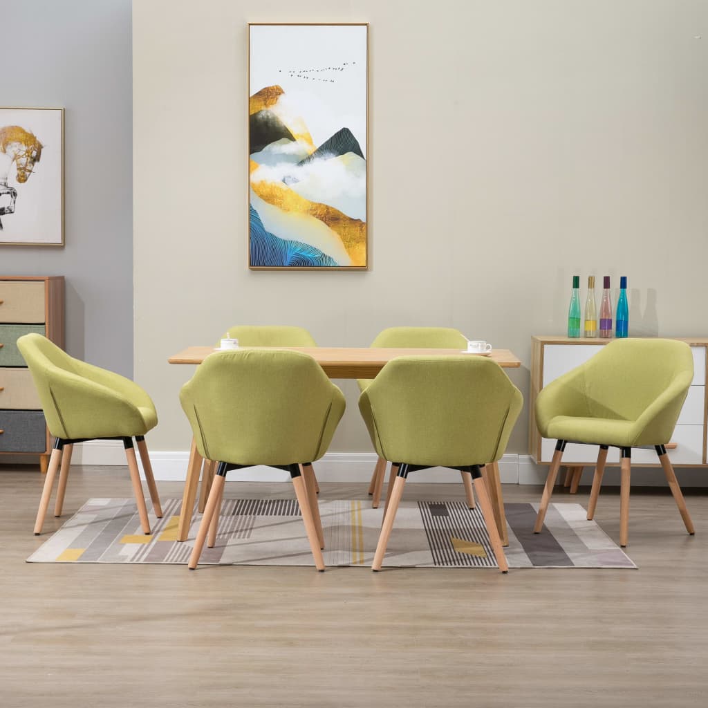 Sedie da Pranzo 6 pz Verde in Tessuto