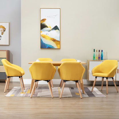 Sedie da Pranzo 6 pz Gialle in Tessuto