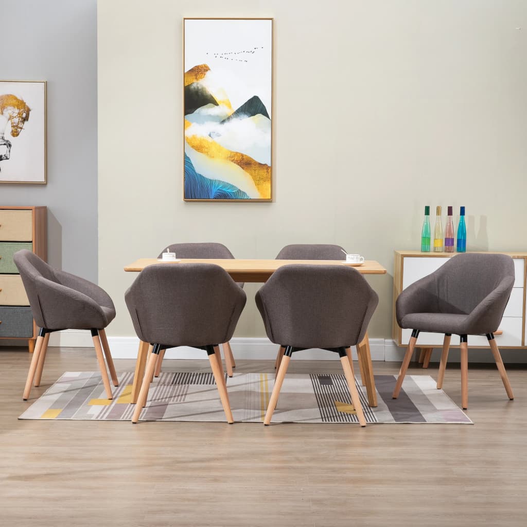 Sedie da Pranzo 6 pz Grigio Talpa in Tessuto