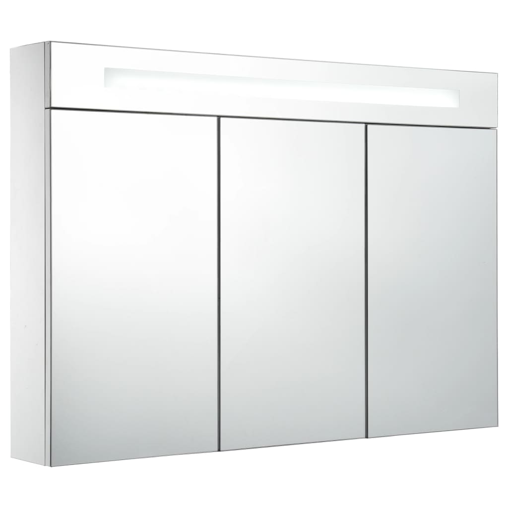 Armadietto Bagno con Specchio e LED 88x13x62 cm