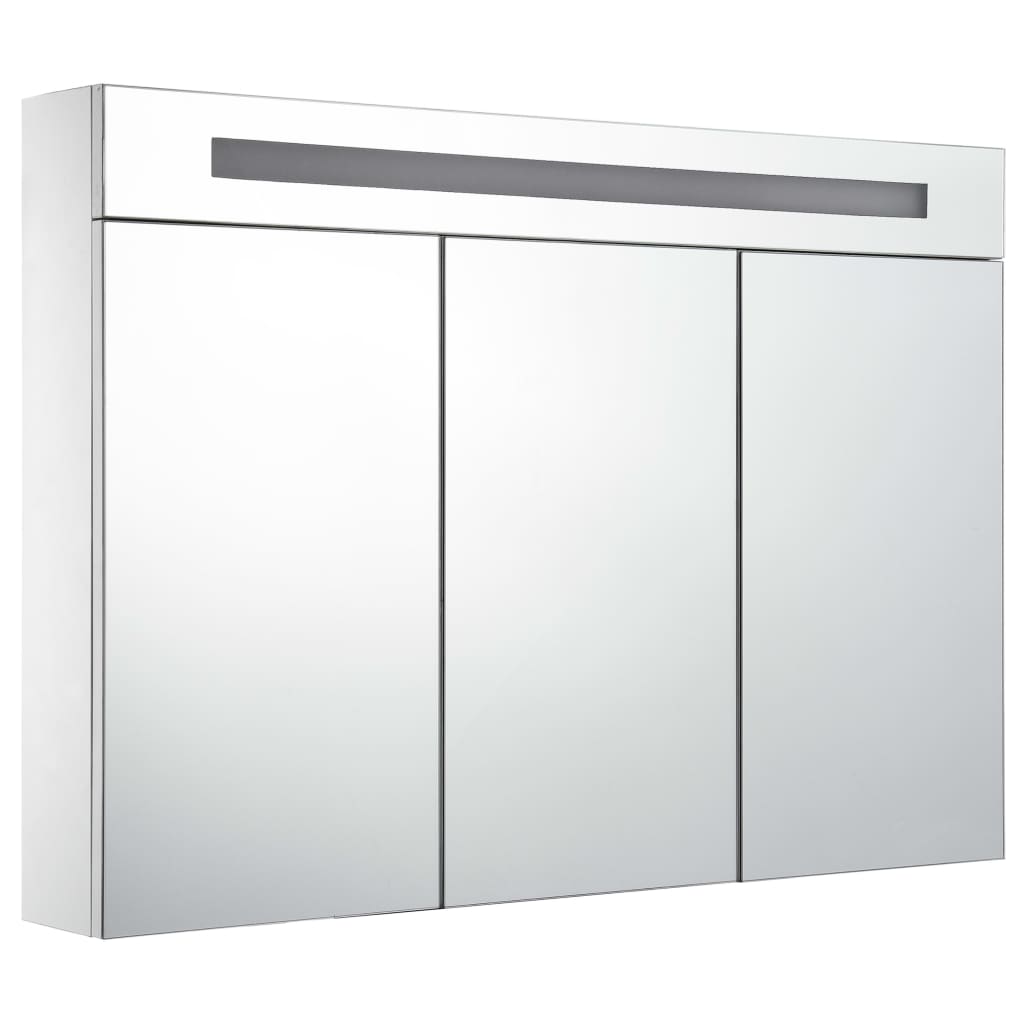 Armadietto Bagno con Specchio e LED 88x13x62 cm