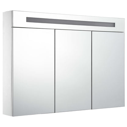 Armadietto Bagno con Specchio e LED 88x13x62 cm