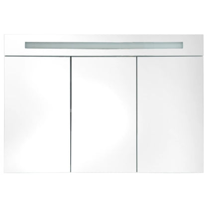 Armadietto Bagno con Specchio e LED 88x13x62 cm