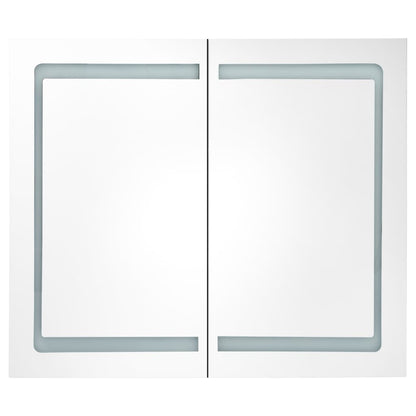 Armadietto Bagno con Specchio e LED 80x12,2x68 cm
