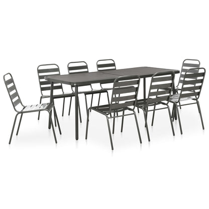 Set da Pranzo da Giardino 9 pz in Acciaio Grigio Scuro