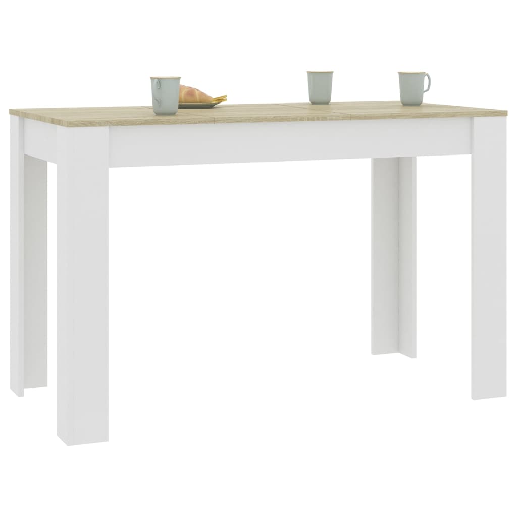 Tavolo da Pranzo Bianco e Rovere Sonoma 120x60x76cm Multistrato