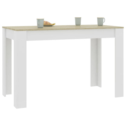 Tavolo da Pranzo Bianco e Rovere Sonoma 120x60x76cm Multistrato