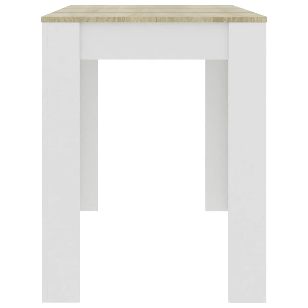 Tavolo da Pranzo Bianco e Rovere Sonoma 120x60x76cm Multistrato