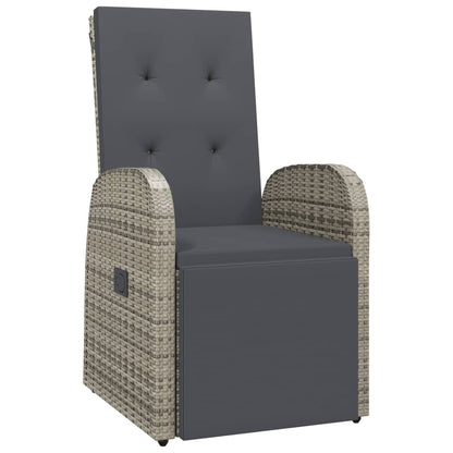 Sedie da Giardino Reclinabili e Cuscini Polyrattan Grigio