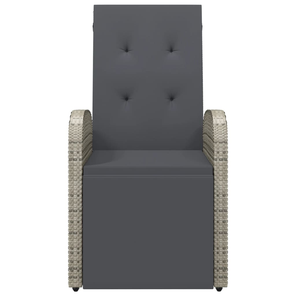 Sedie da Giardino Reclinabili e Cuscini Polyrattan Grigio