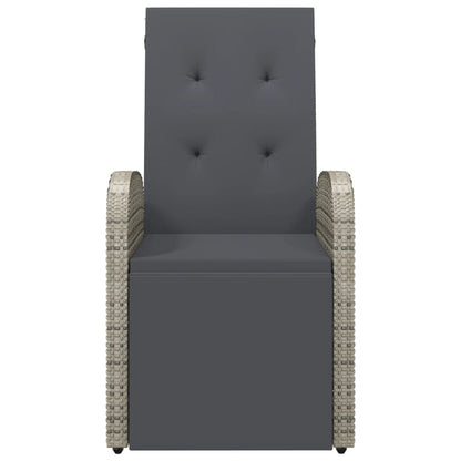 Sedie da Giardino Reclinabili e Cuscini Polyrattan Grigio