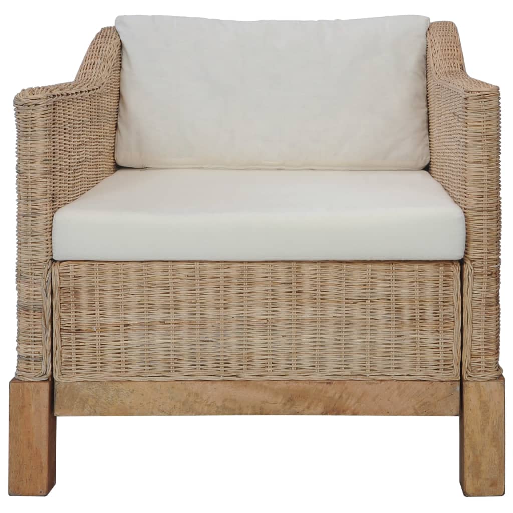 Set di Divani 2 pz con Cuscini in Rattan Naturale