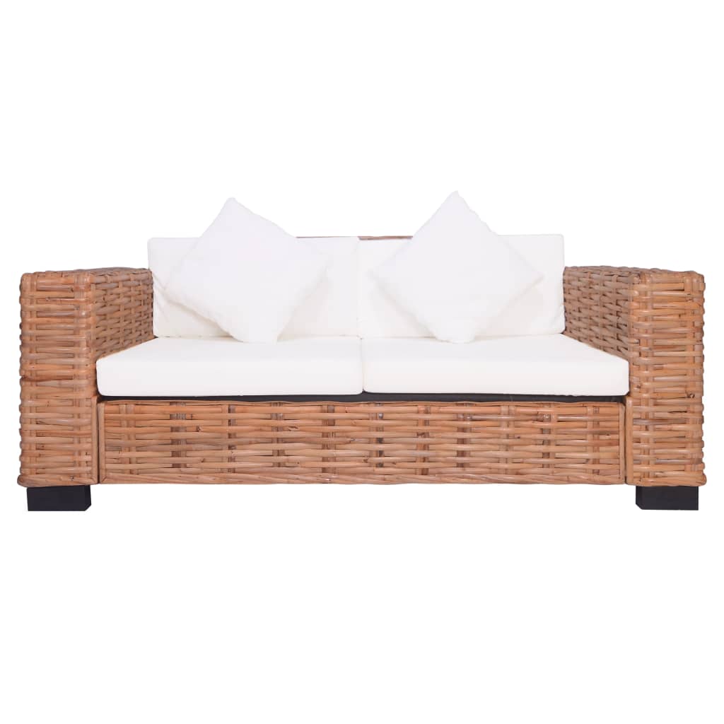 Set di Divani con Cuscini 2 pz in Rattan Naturale