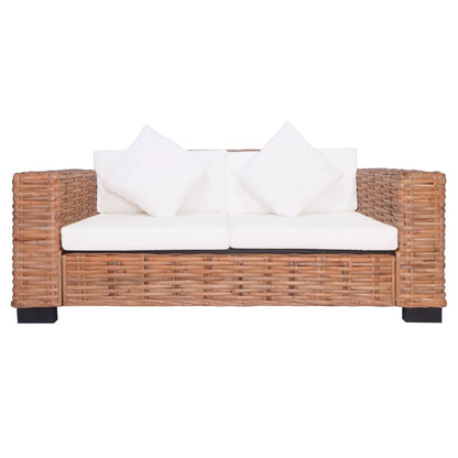 Set di Divani con Cuscini 2 pz in Rattan Naturale