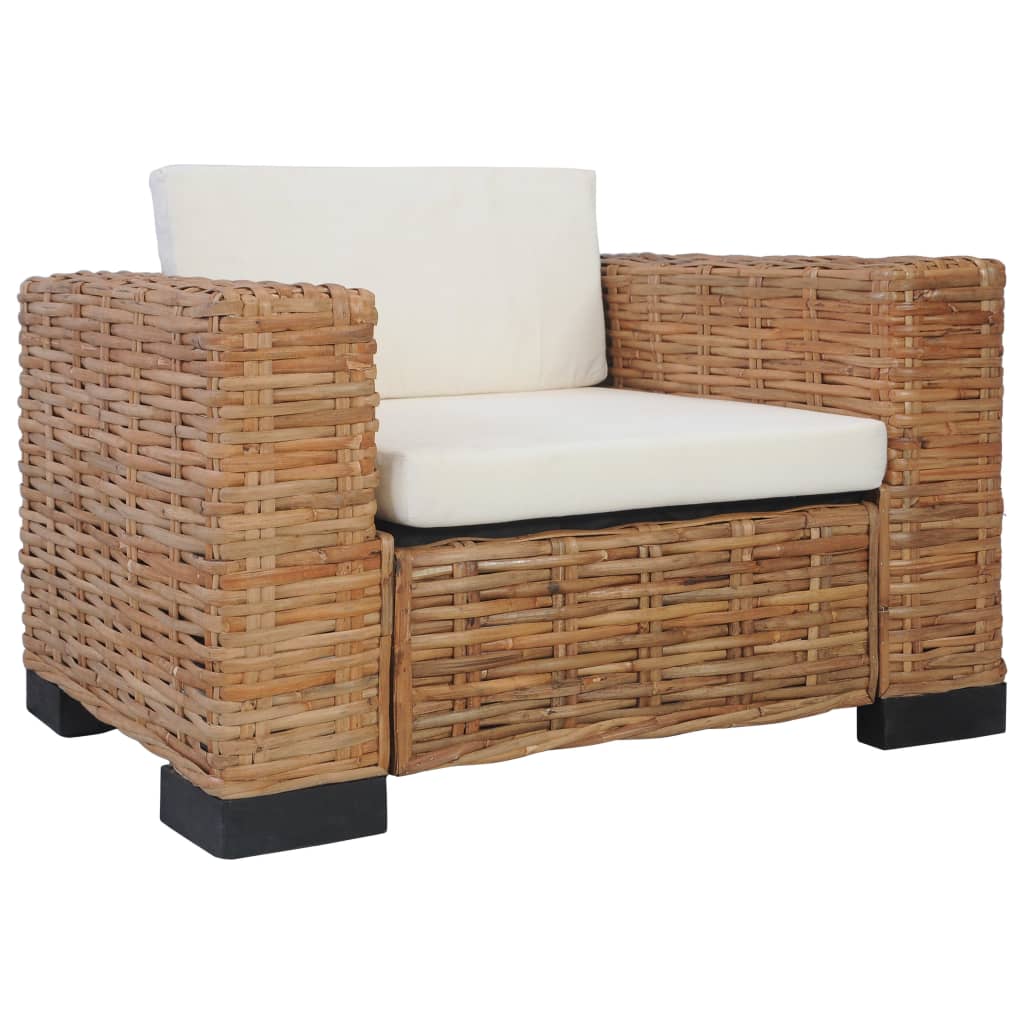 Set Divani 2 pz con Cuscini in Rattan Naturale