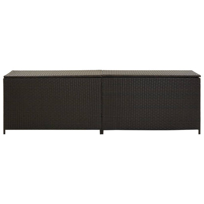 Baule da Giardino in Polyrattan 200x50x60 cm Marrone