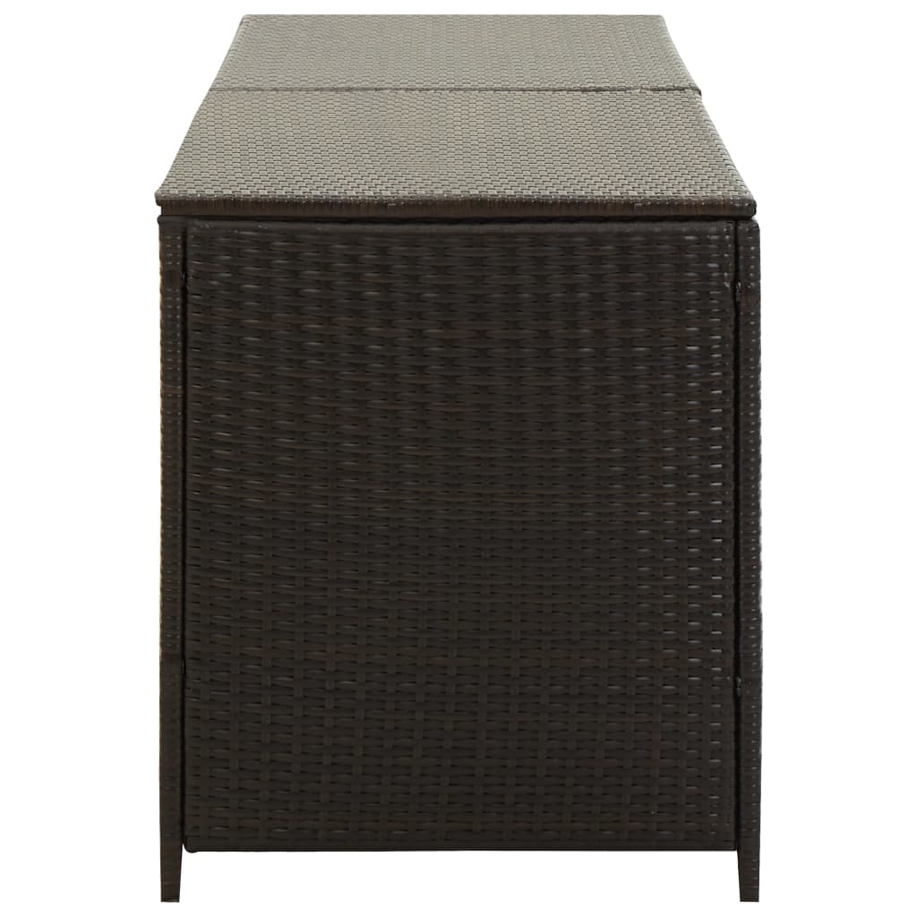 Baule da Giardino in Polyrattan 200x50x60 cm Marrone