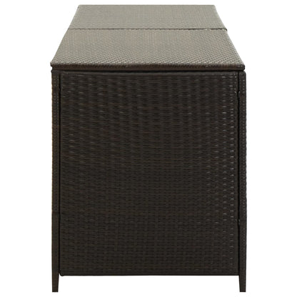 Baule da Giardino in Polyrattan 200x50x60 cm Marrone
