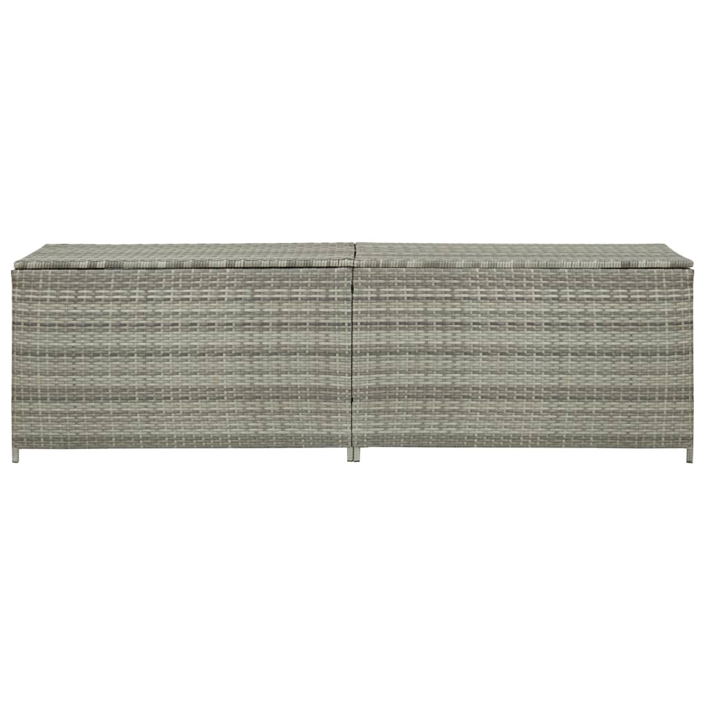Baule da Giardino in Polyrattan 200x50x60 cm Grigio