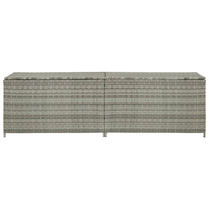 Baule da Giardino in Polyrattan 200x50x60 cm Grigio