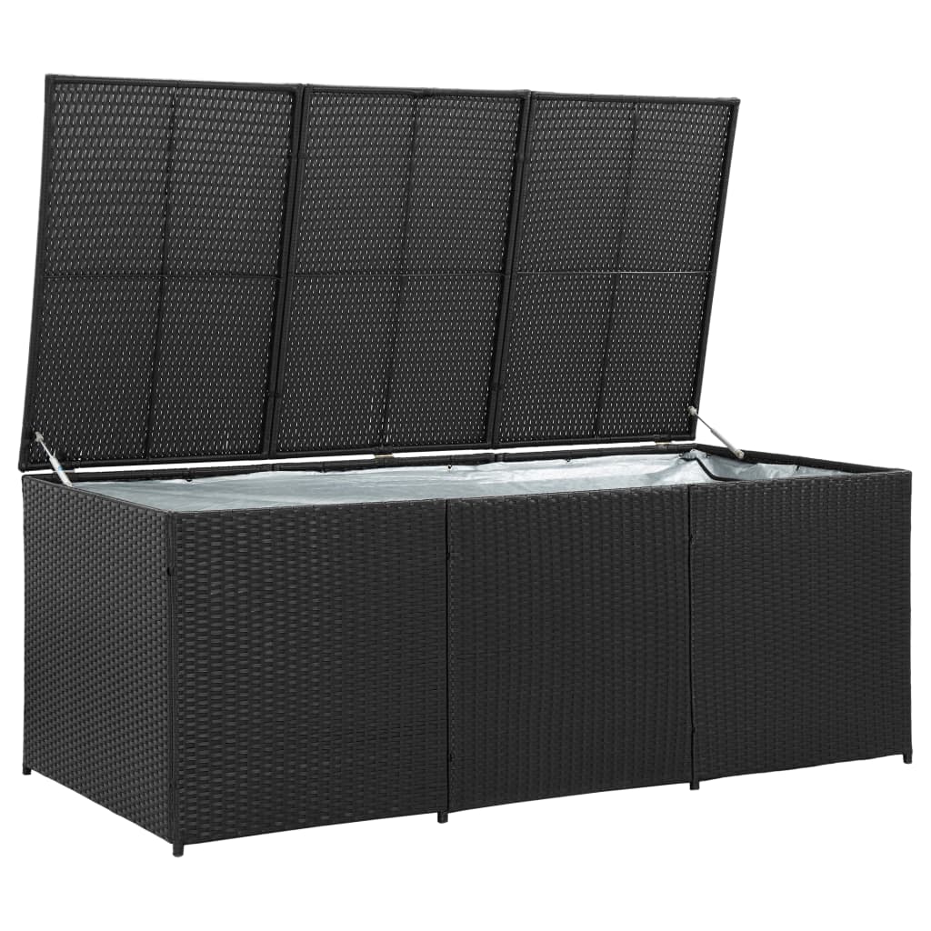Baule da Giardino in Polyrattan 180x90x70 cm Nero