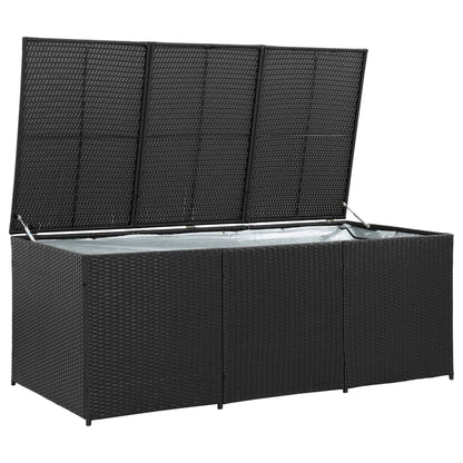 Baule da Giardino in Polyrattan 180x90x70 cm Nero