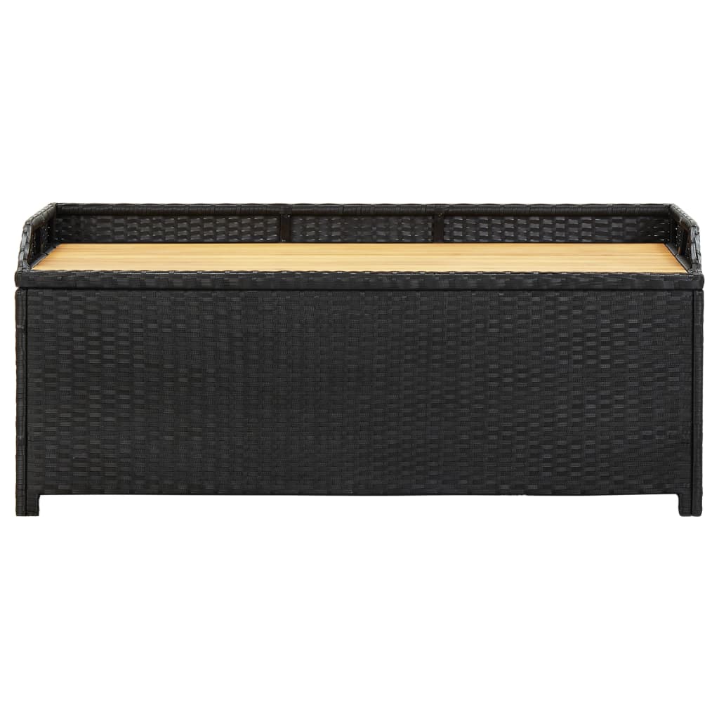 Panca da Giardino con Vano Portaoggetti 120 cm Polyrattan Nera