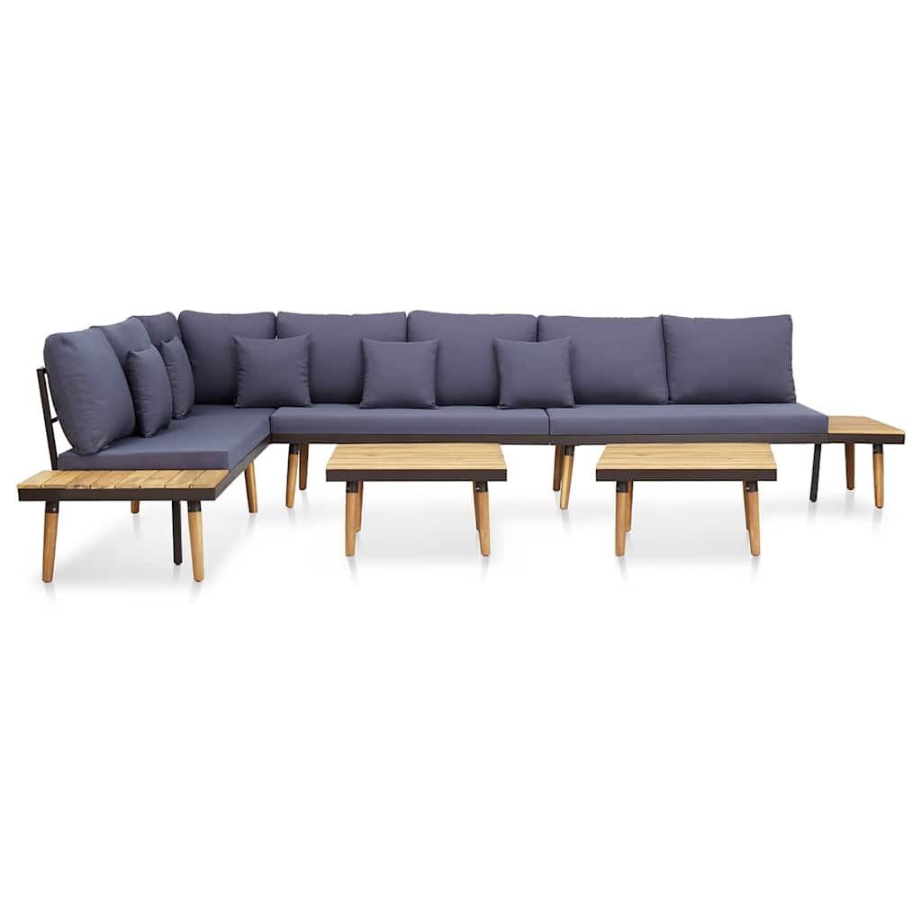 Set Divani da Giardino 7 Posti con Cuscini Legno Acacia Marrone