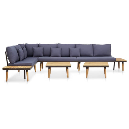 Set Divani da Giardino 7 Posti con Cuscini Legno Acacia Marrone