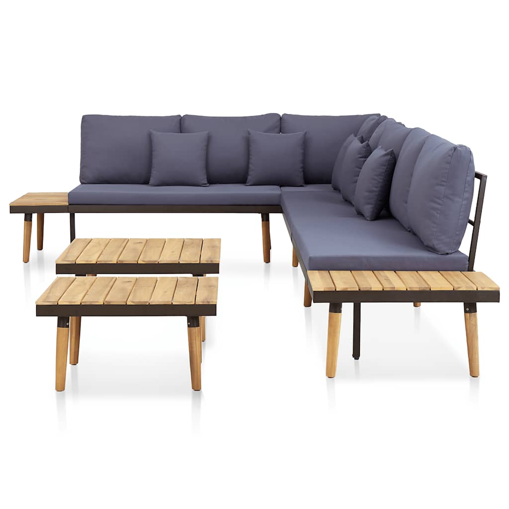 Set Divani da Giardino 7 Posti con Cuscini Legno Acacia Marrone
