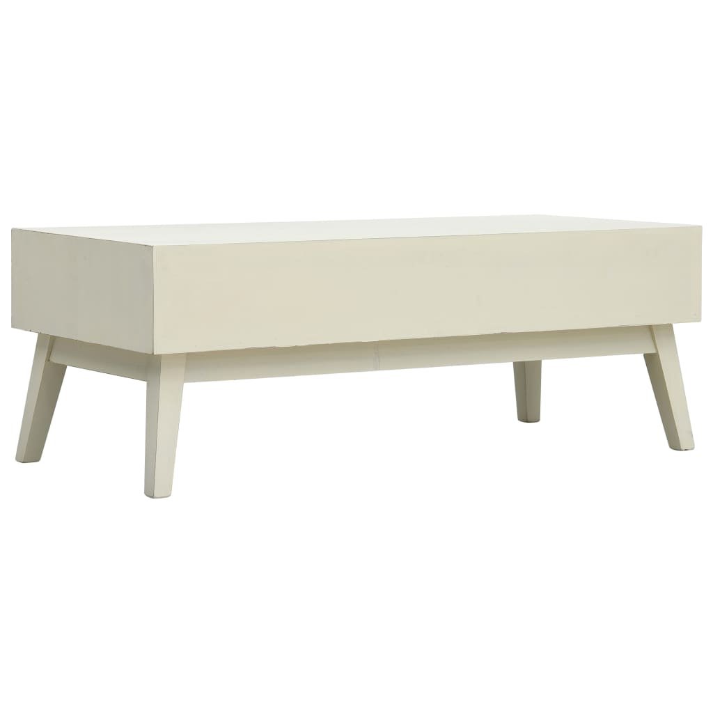 Tavolino Salotto 2 Cassetti Intagliati Grigio 110x50x40cm Legno