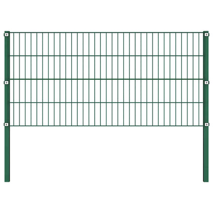 Pannello di recinzione con pali in ferro 349x80 cm verde