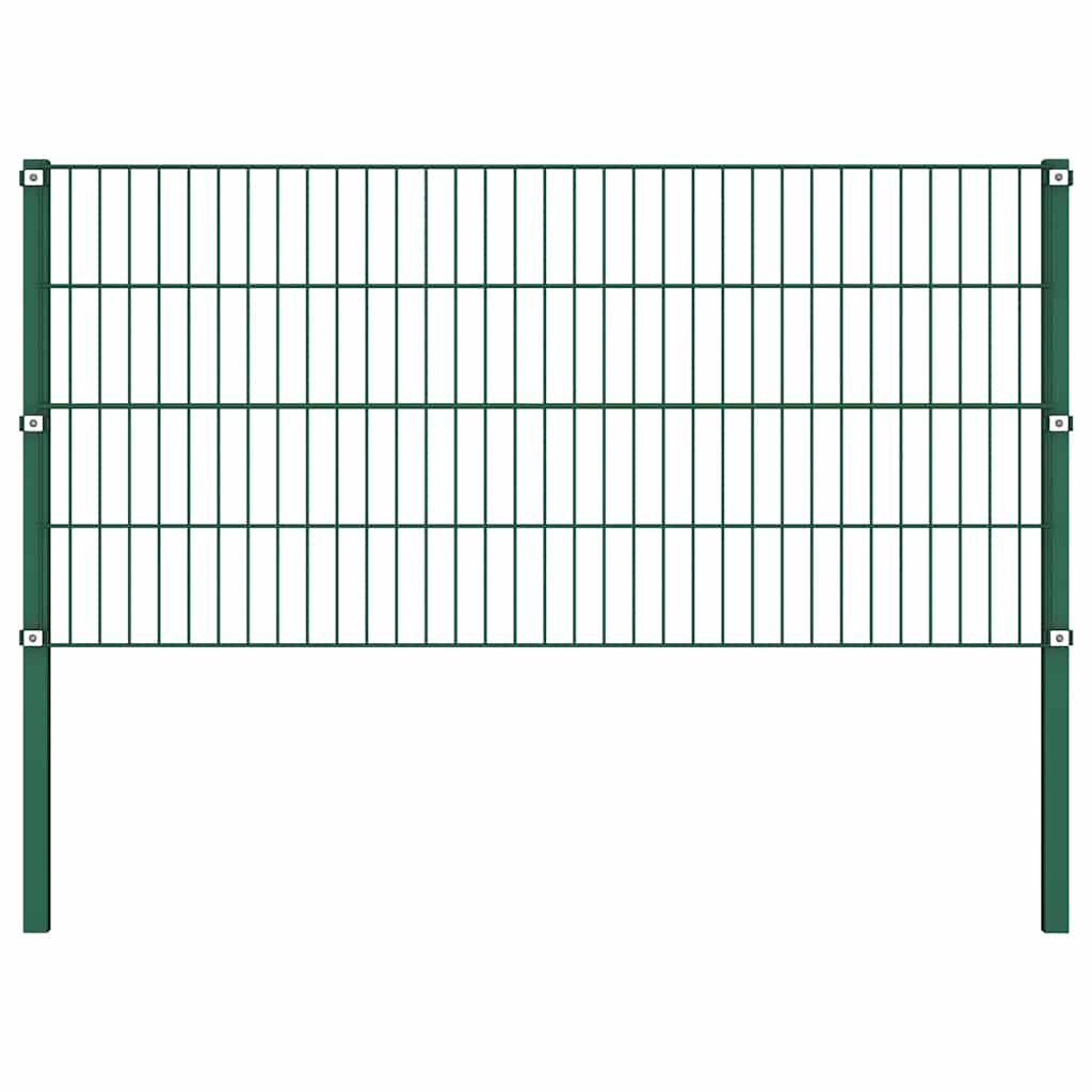 Pannello di recinzione con pali in ferro 1212x80 cm verde