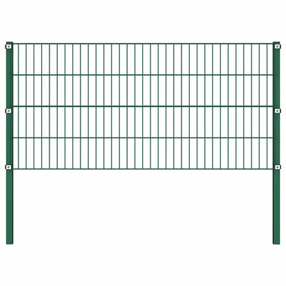 Pannello di recinzione con pali in ferro 1212x80 cm verde