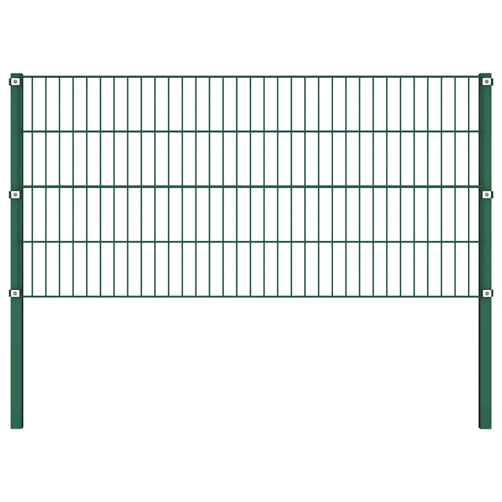 Pannello di recinzione con pali in ferro 1385x80 cm verde