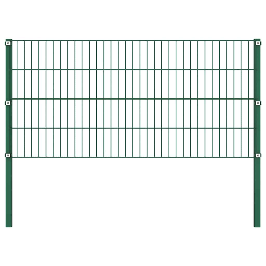 Pannello di recinzione con pali in ferro 1730x80 cm verde