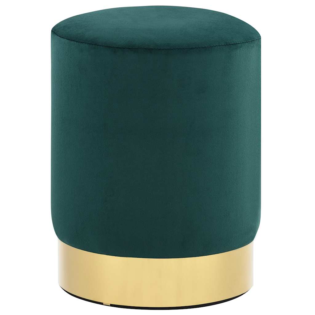 Sgabello Verde Scuro e Oro in Velluto