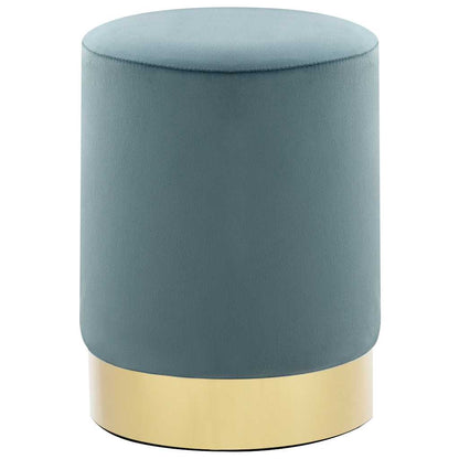 Sgabello Azzurro e Oro in Velluto