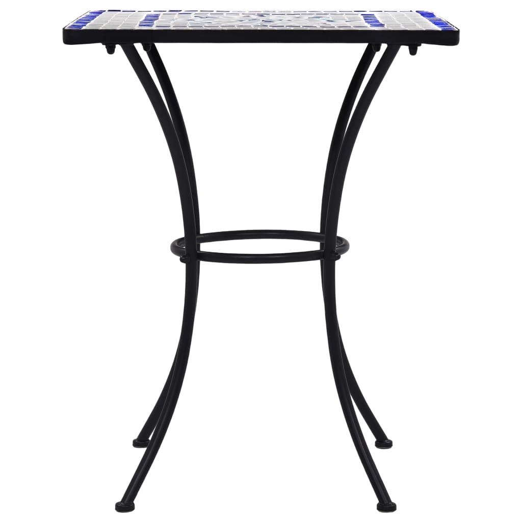Tavolino da Bistrot con Mosaico Blu e Bianco 60 cm in Ceramica