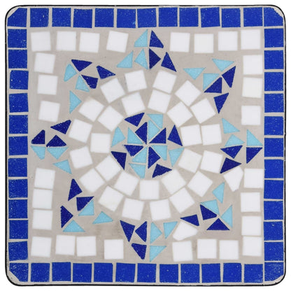 Tavolino di Servizio con Mosaico Blu e Bianco in Ceramica