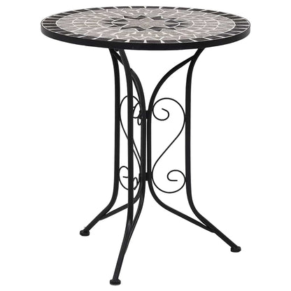 Tavolino da Bistrot con Mosaico Grigio 60 cm in Ceramica