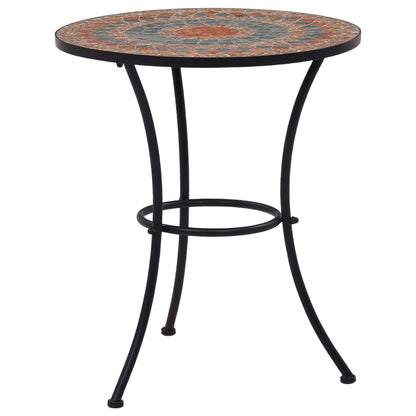 Tavolino da Bistrot con Mosaico Arancio/Grigio 60cm in Ceramica